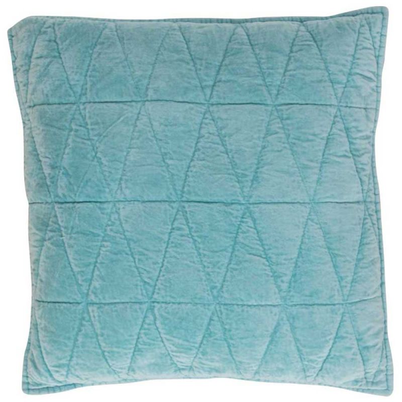 Sea green geometric cotton velvet cushion 46x46cm
