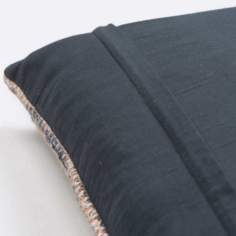 Terracotta & blue cotton & jute cushion