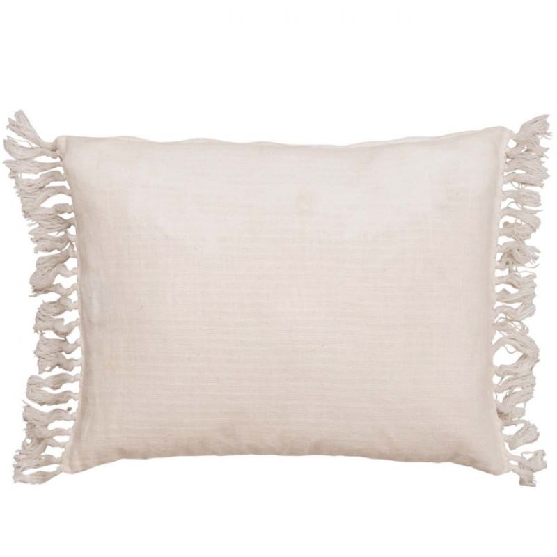 Natural 100% linen cushion with tassels 