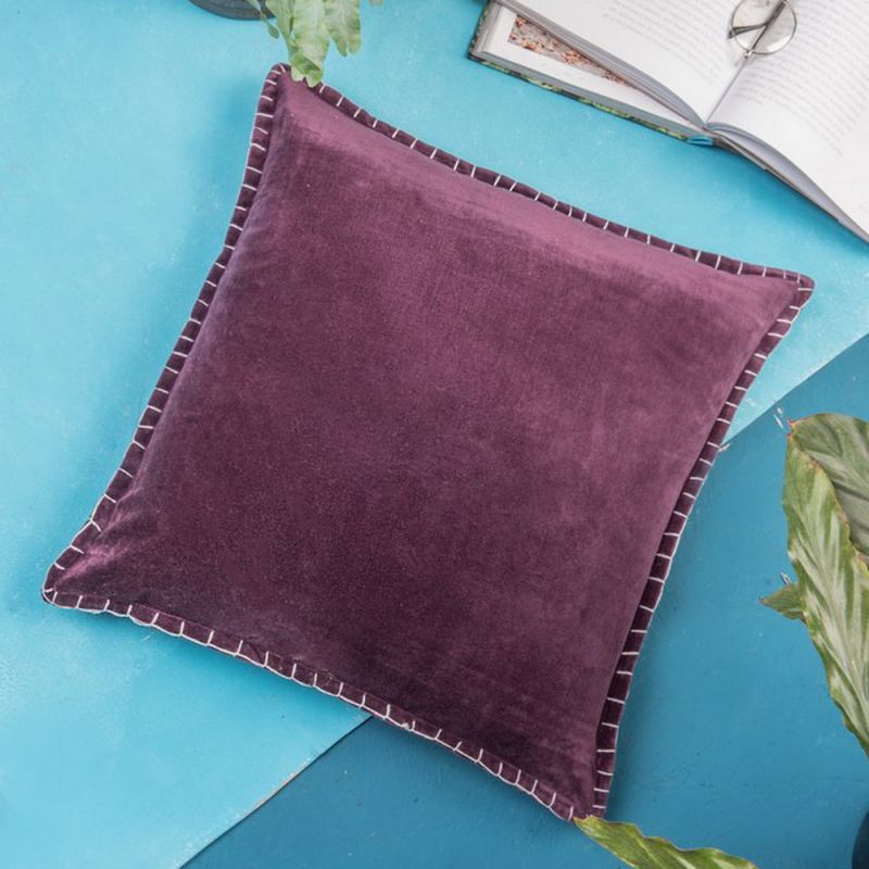 Aubergine cotton velvet cushion