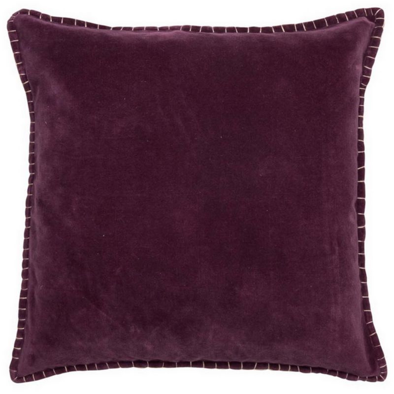 Aubergine cotton velvet cushion