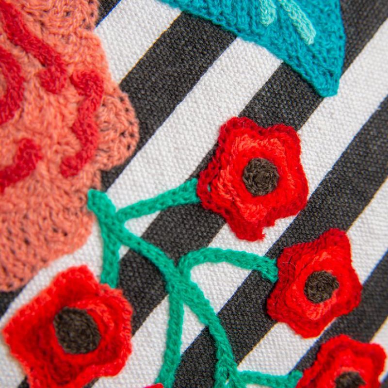 Zivan stripe embroidered cushion