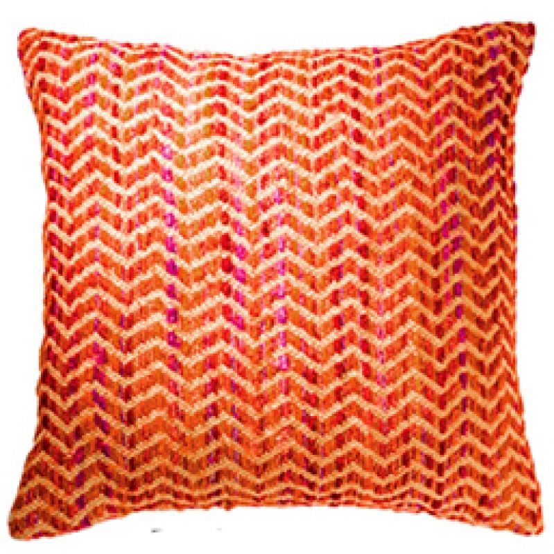 Woven cushion cover burnt orange design A