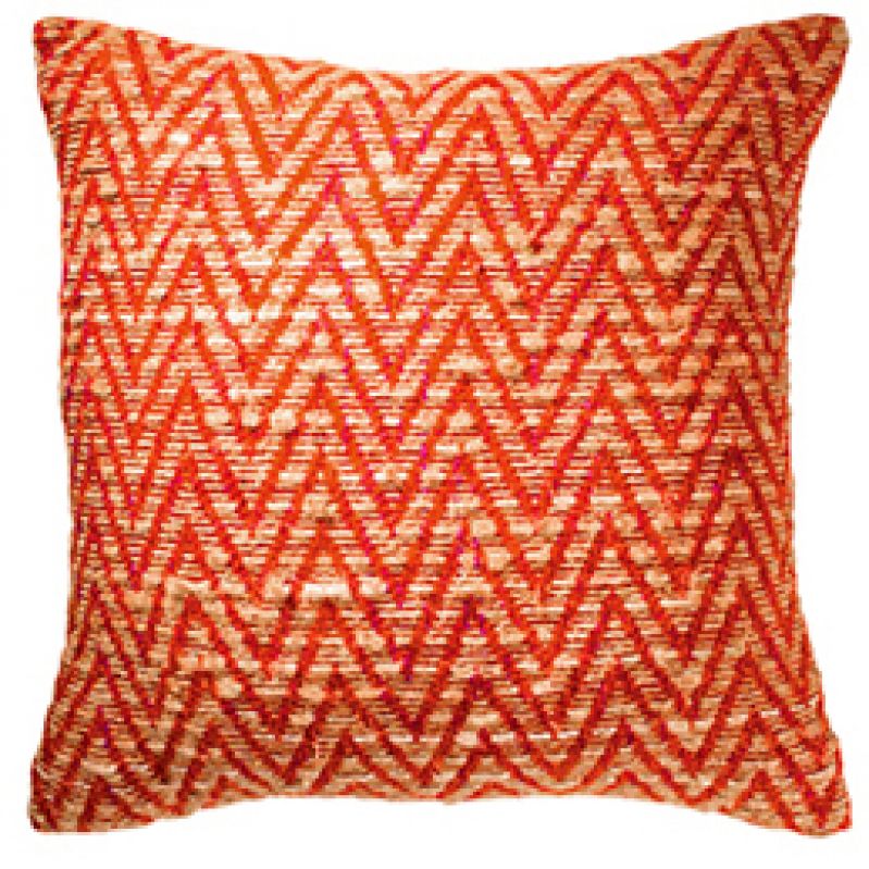 Woven cushion cover burnt orange design C