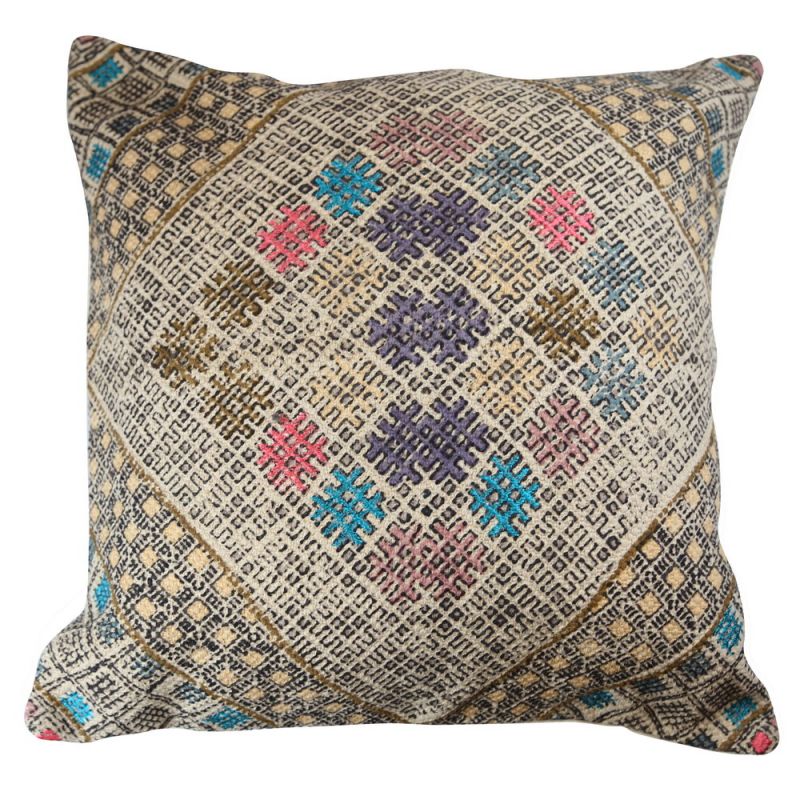 Parisa Printed cushion with suzani embroidery, 45x45cm
