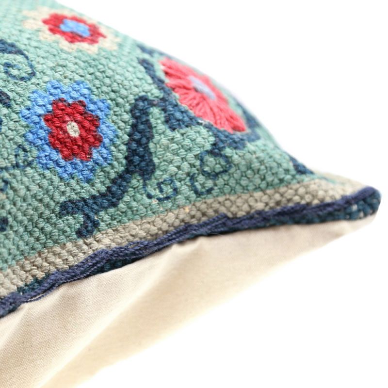 Leila printed cushion with suzani embroidery, 35 x 50cm