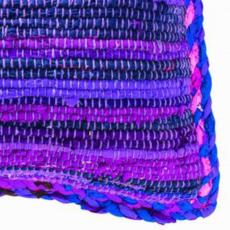 Braided cotton chindi cushion Purple 