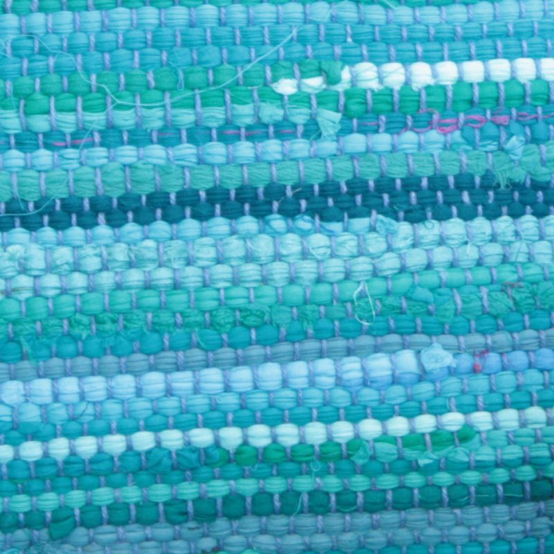 Braided cotton chindi cushion Turquoise 