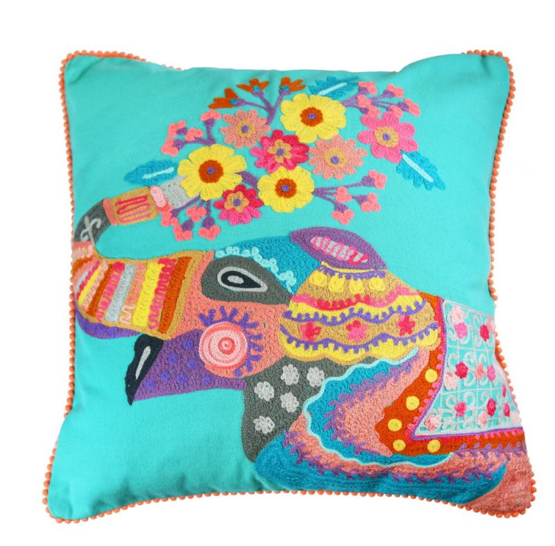 Mahima Embroidered Elephant Cushion 45 x 45cm