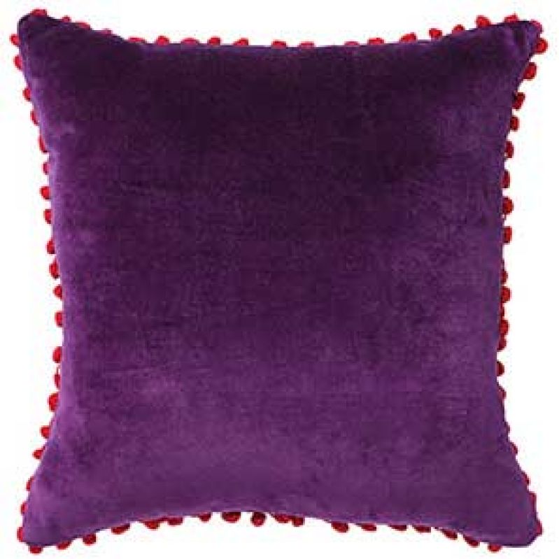 Cotton Velvet Cushion With Pom Poms 45 x 45cm