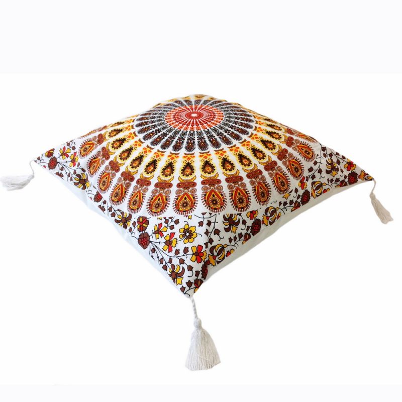 Mandala Cotton Cushion 40 x 40cm - orange