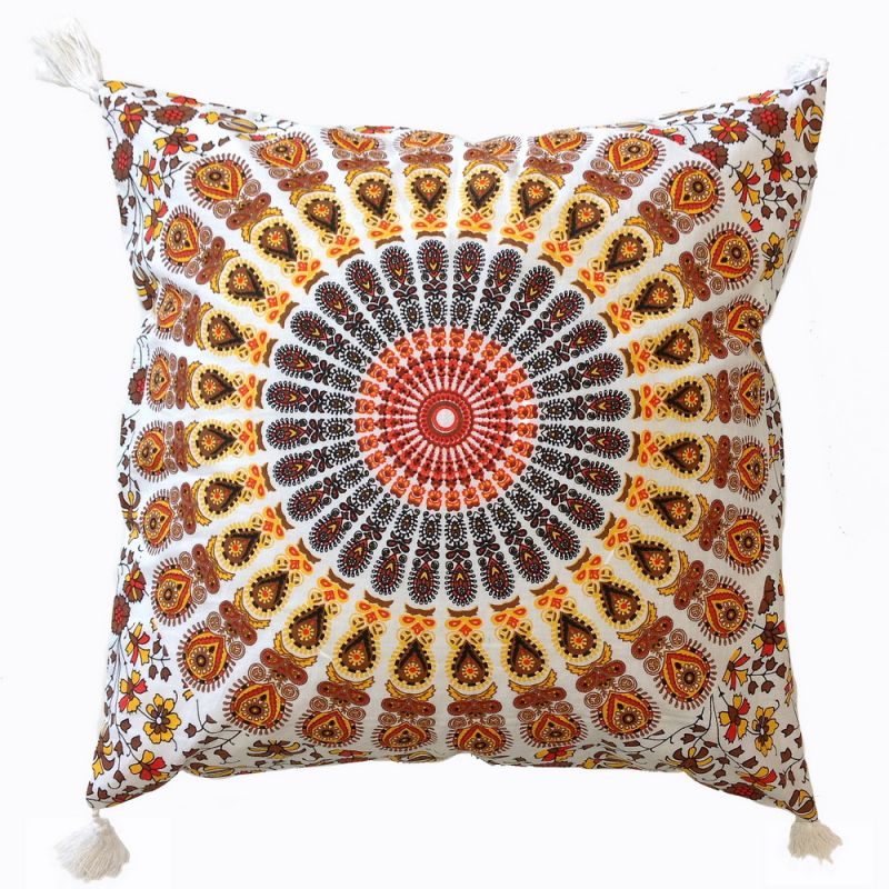 Mandala Cotton Cushion 40 x 40cm - orange