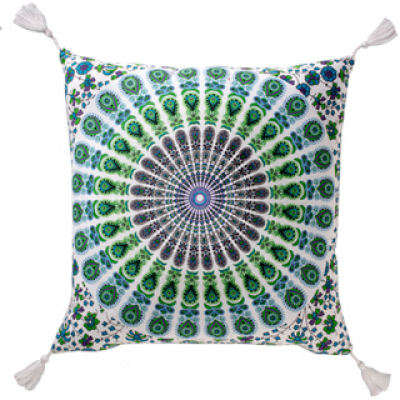Mandala Cotton Cushion 40 x 40cm - turquise