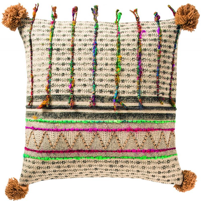 Tribal indian embroidered cushion, (A) 