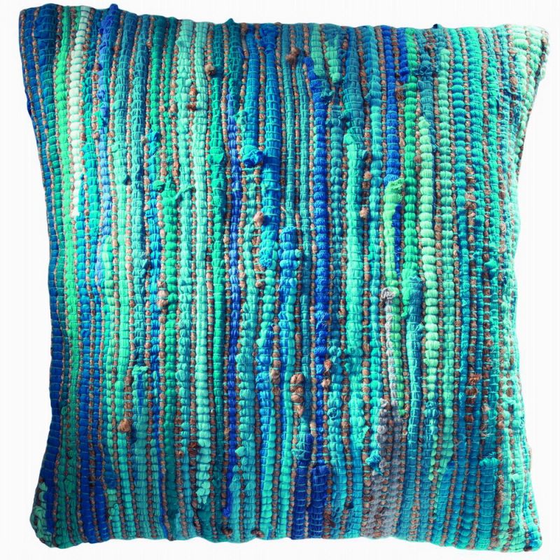 Recycled cotton & jute cushion cover turquoise