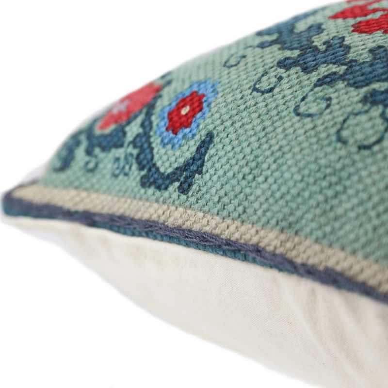 Leila printed cushion with suzani embroidery, 35 x 50cm