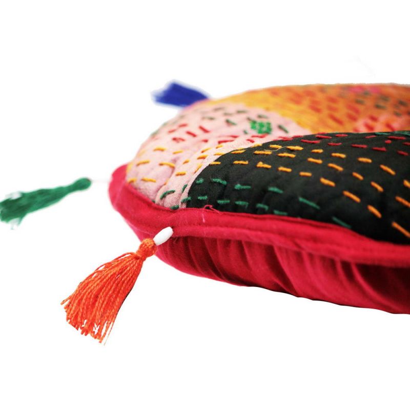 Recycled silk sari patchwork yoga cushion 40 x 40 x 5cm