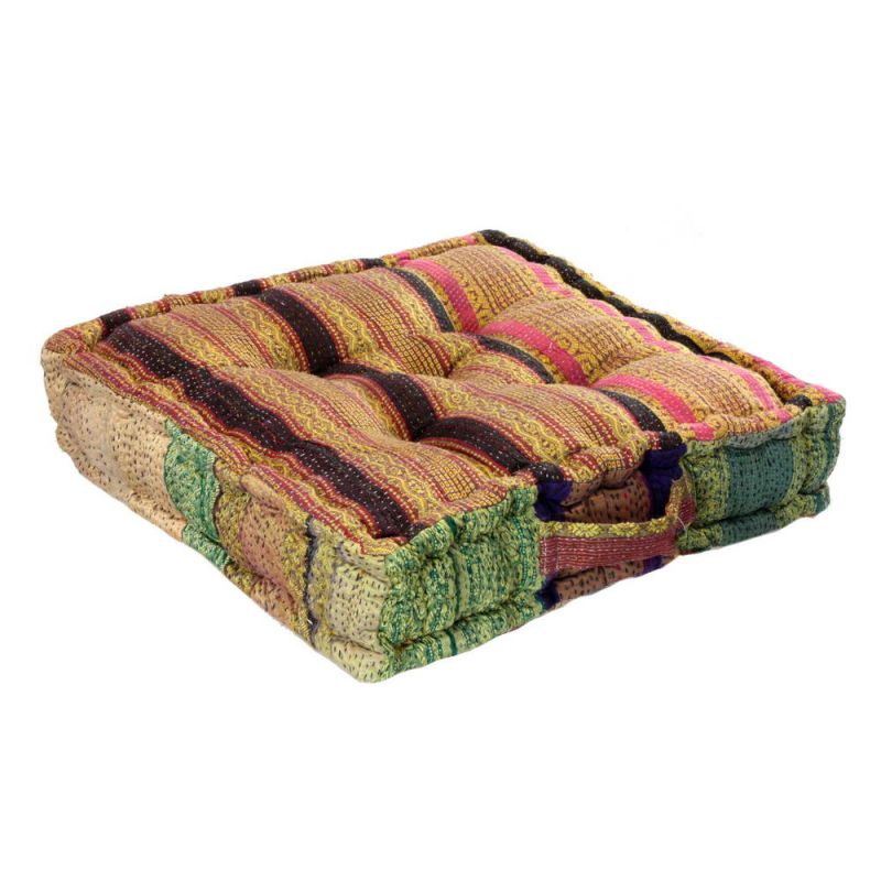 Silk Kantha floor cushion 43cm