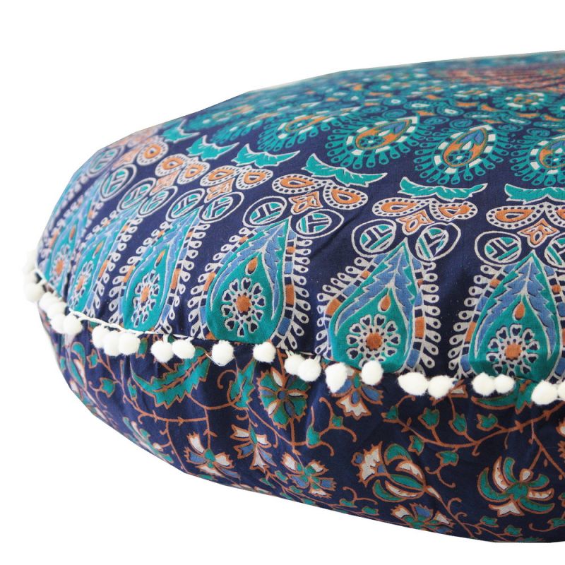 Peacock Cotton Floor Cushion -Turquoise