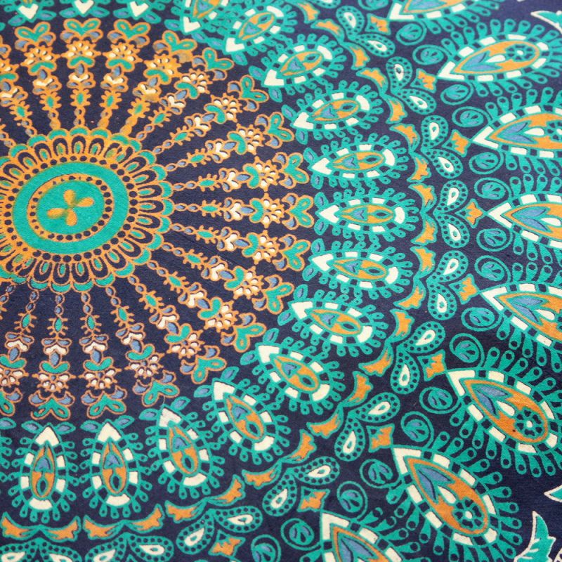 Peacock Cotton Floor Cushion -Turquoise