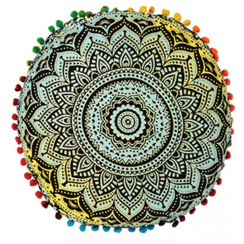 Mandala yoga cushion, rainbow, 40x40cm