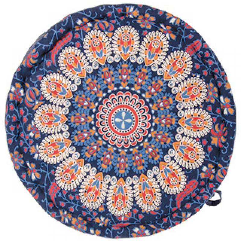 Peacock print pouffe, navy, 40x40x12.5cm