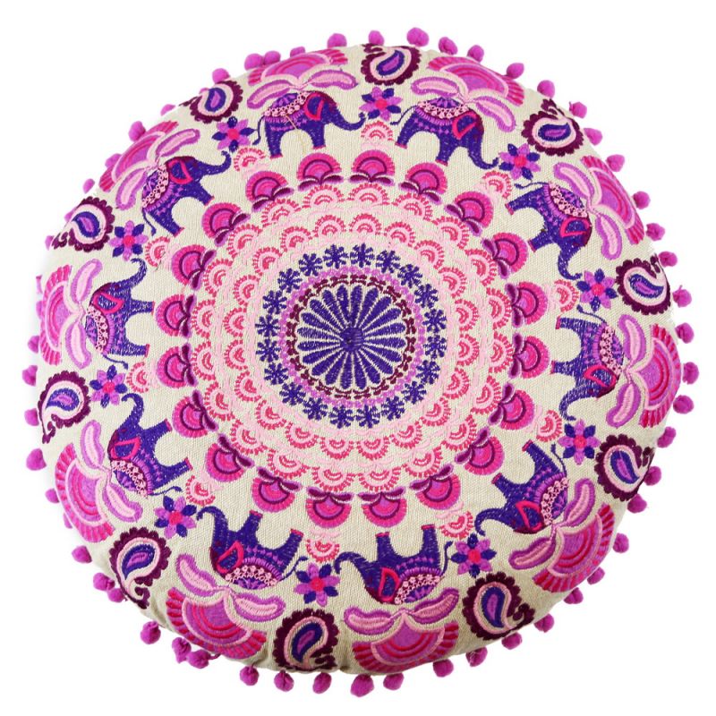 Round Embroidered Mandala Cushion 40 x 40 x 8cm