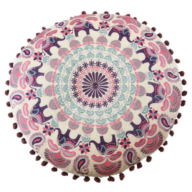 Round Embroidered Mandala Cushion 40 x 40 x 8cm