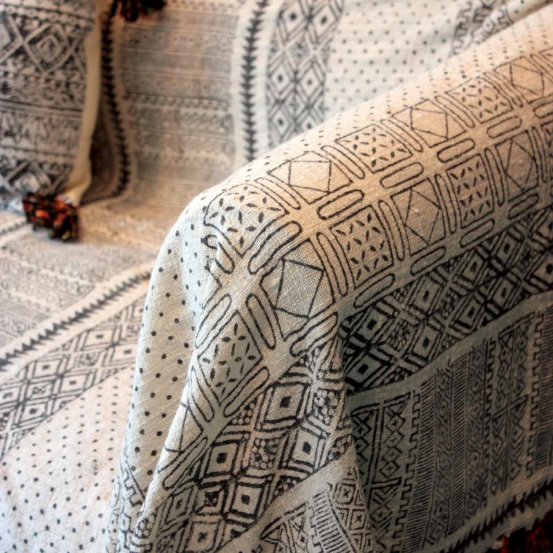 Cotton handblock printed throw 130x170