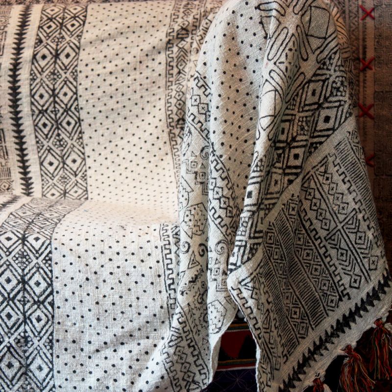 Cotton handblock printed throw 225x250