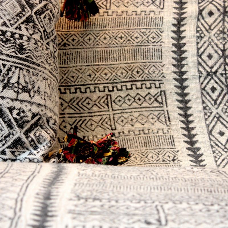 Cotton handblock printed throw 130x170