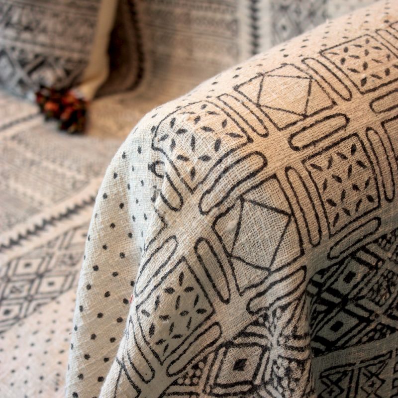 Cotton handblock printed throw 130x170