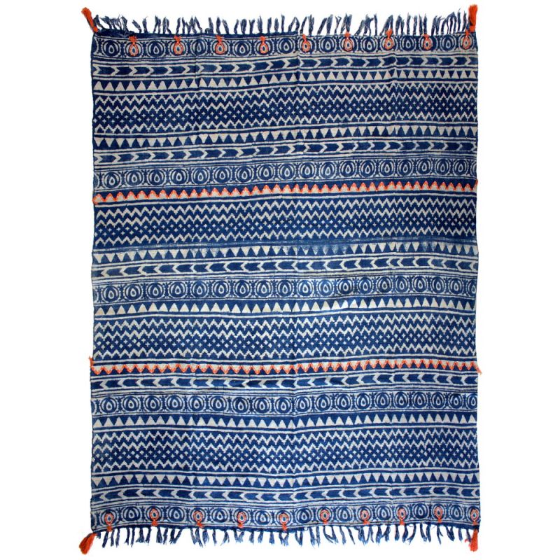 Cotton handblock dabu printed throw 130x170