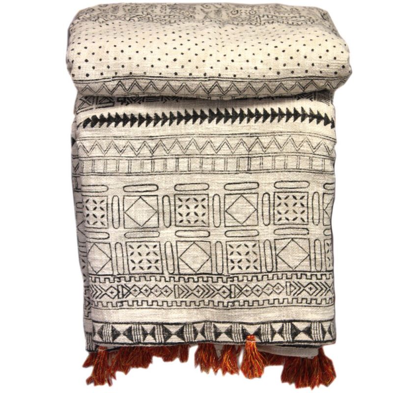 Cotton handblock printed throw 225x250