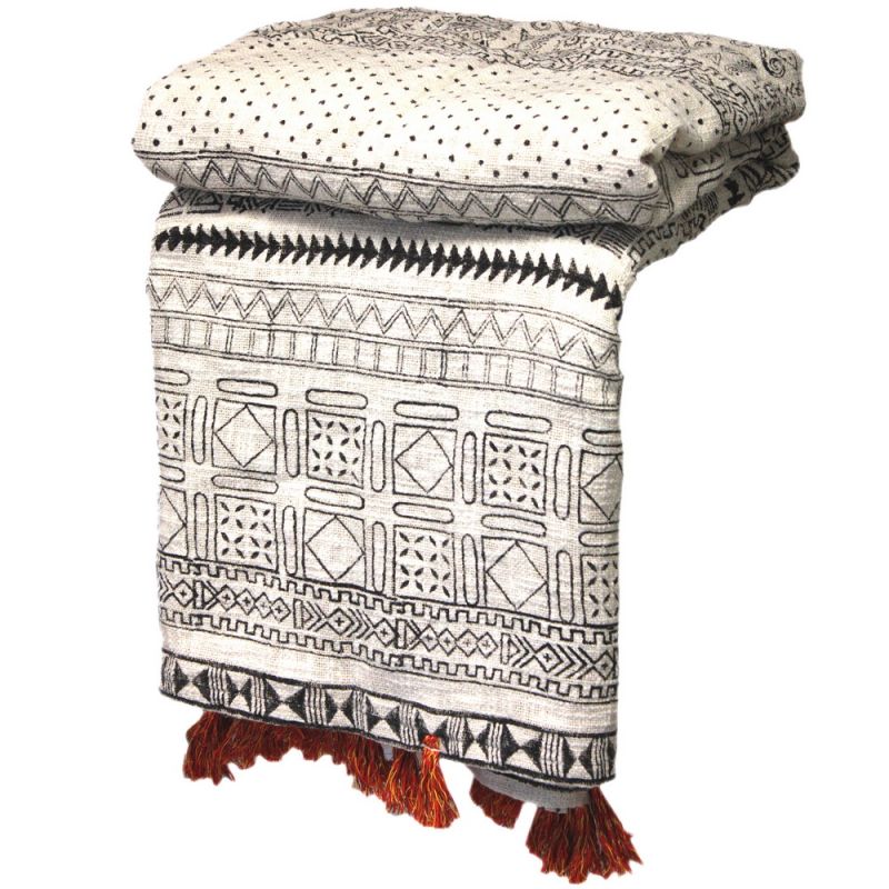 Cotton handblock printed throw 225x250