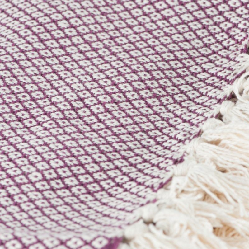 Purple cotton diamond weave throw 125x150cm