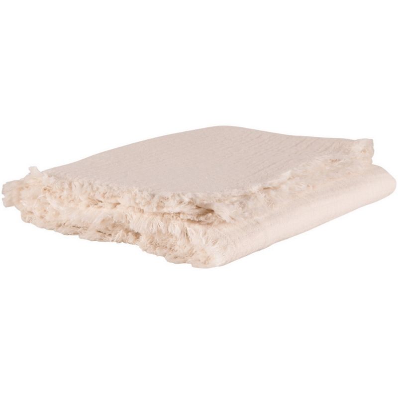 Cream cotton linen throw 130x160cm