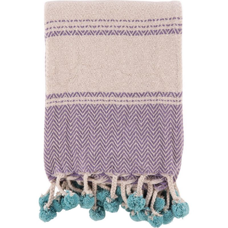 Lilac cotton throw with tassels 