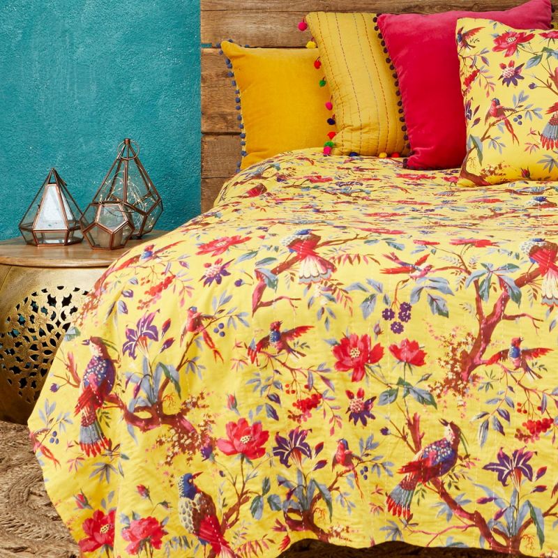 Ριχτάρι 200 x 230 Birds of paradise - Κίτρινο βαμβακερό