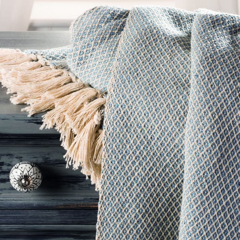 Handloom Bedcover blu sm diamond cotton 250cm