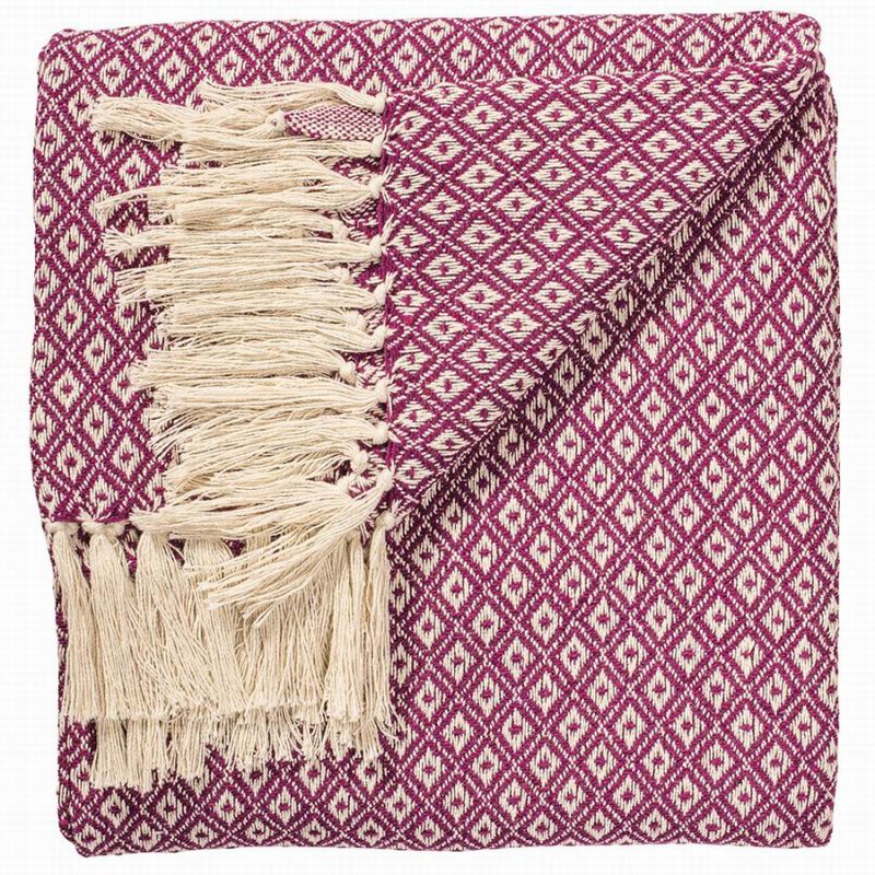 Diamond weave cotton throw, Pink, 130 x 180cm