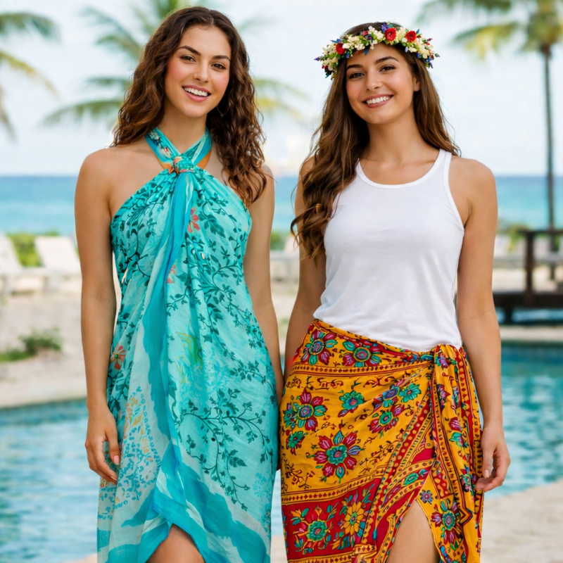 Παρεό ανακυκλωμένο σάρι περ.1x1,80 (διάφ.σχ.) σε τσαντάκι