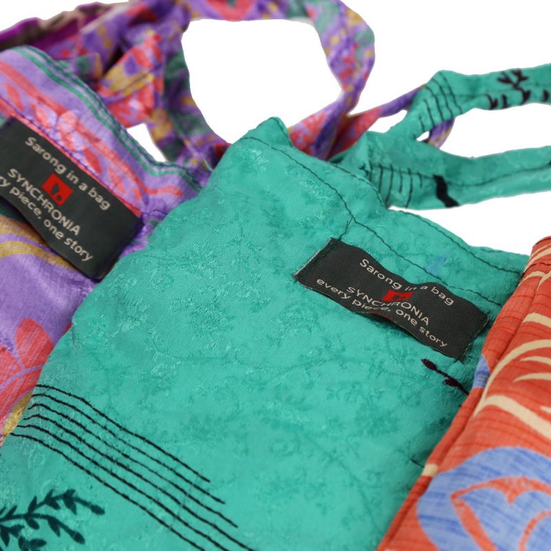 Παρεό ανακυκλωμένο σάρι περ.1x1,80 (διάφ.σχ.) σε τσαντάκι