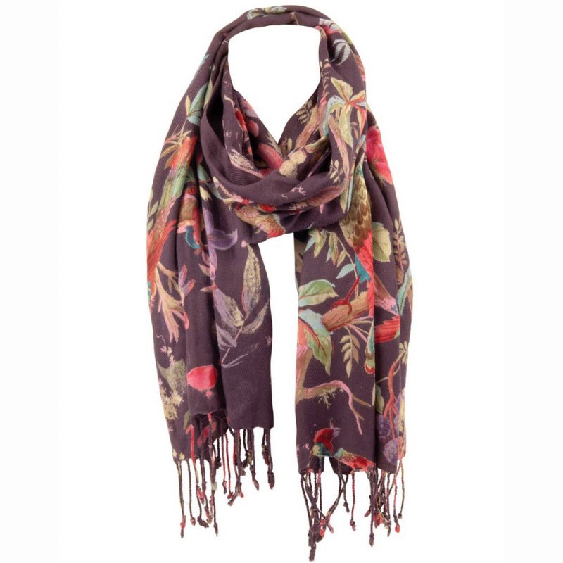 Purple bird of paradise viscose scarf 