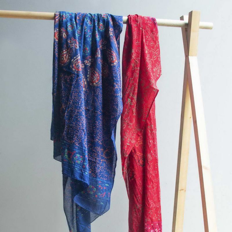 Blue cotton scarf/sarong 110x180cm 