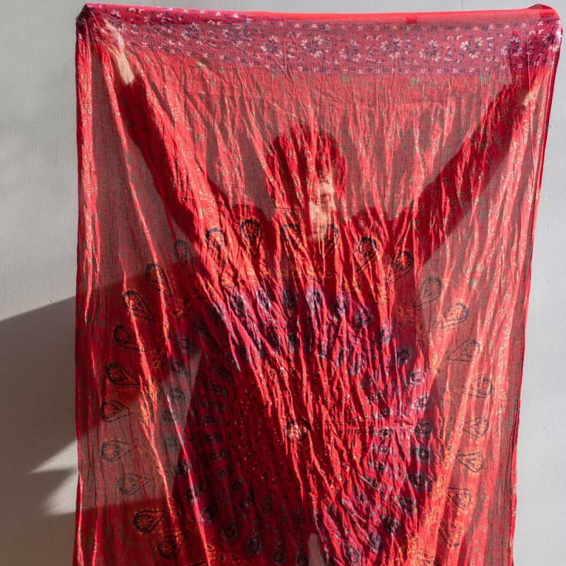 Red cotton scarf/sarong 110x180cm 