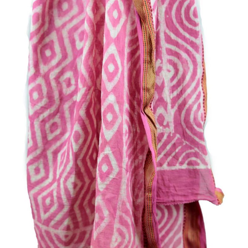 Dabu block printed cotton sarong with brocade 120 x 180cm