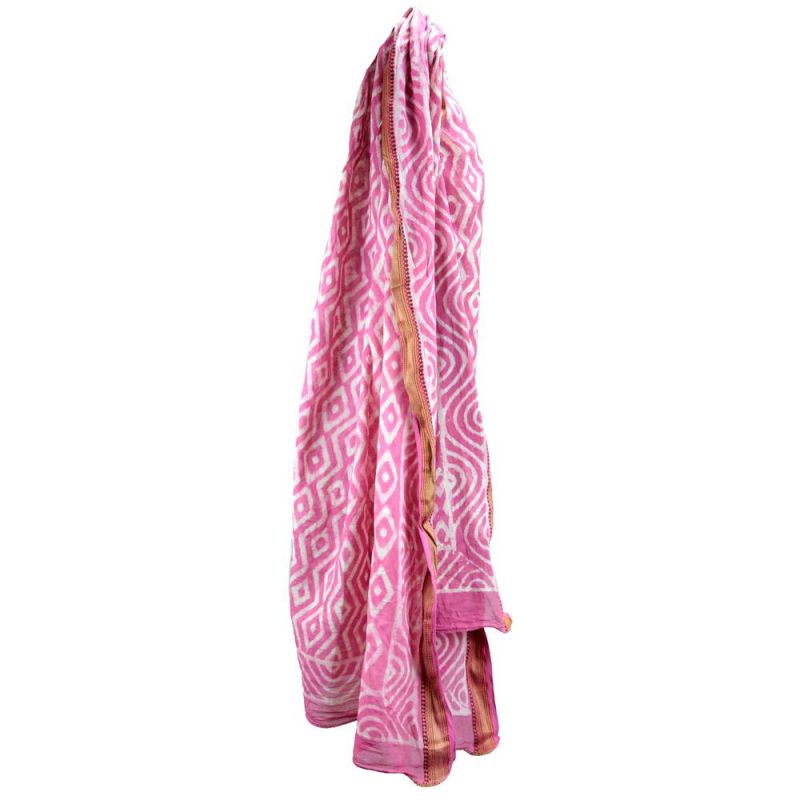 Dabu block printed cotton sarong with brocade 120 x 180cm