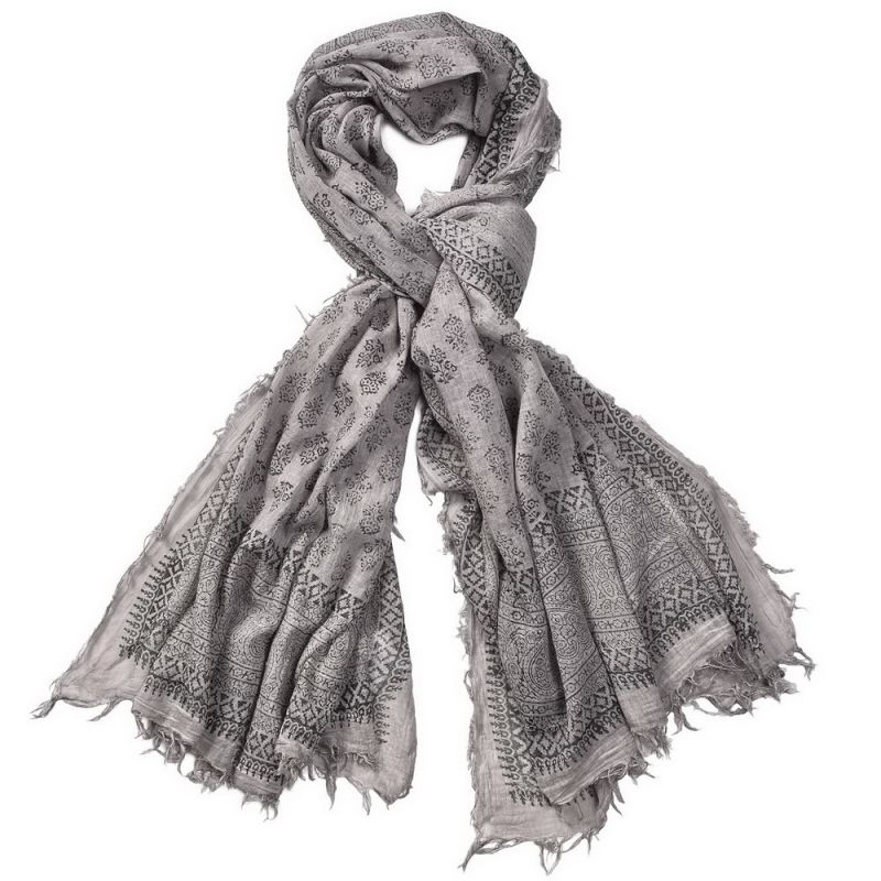 Antique look tonal block print scarf