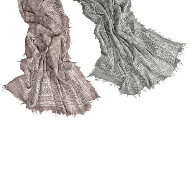 Φουλάρι αντικέ με λευκό τύπωμα 100x180εκ.